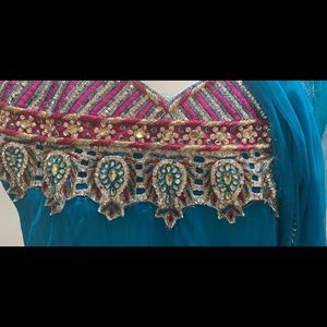 Blue and pink anarkali